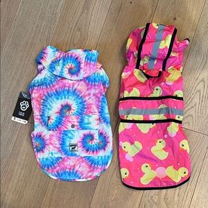 Colorful Tie-Dye and Duck Print Dog Rain Jackets
